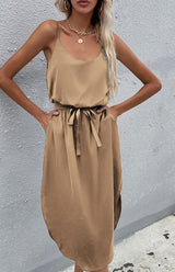 Blue Zone Planet |  Solid Color Package Hip Slit Dress BLUE ZONE PLANET