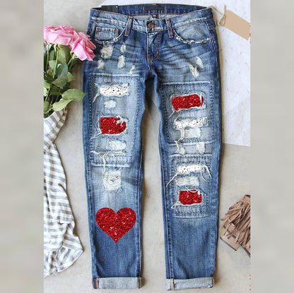 Printed Plus-Size Womens Casual Pants In European And American Style