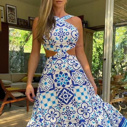 Amsoin Halter Waist Long Dress