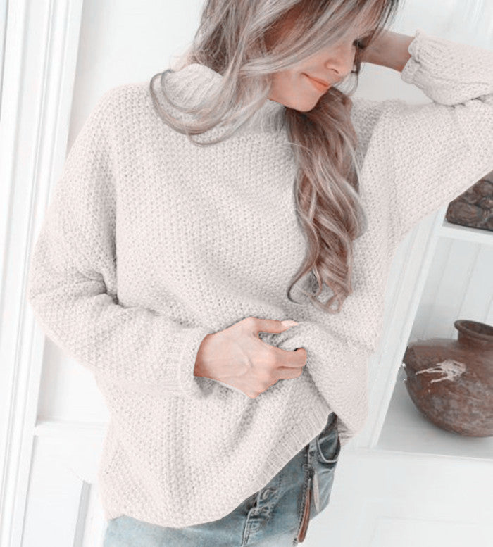 Turtleneck curled pullover sweater