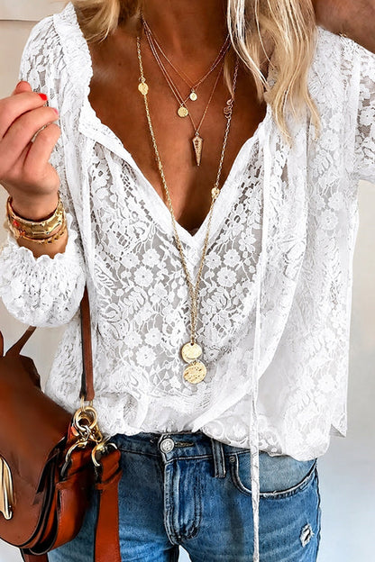 Floral Lace Long Sleeve Top - 5 Colors