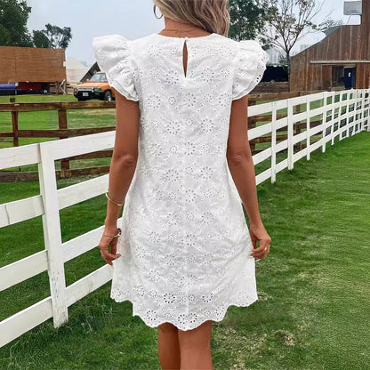 Lace Solid Color Loose Dress