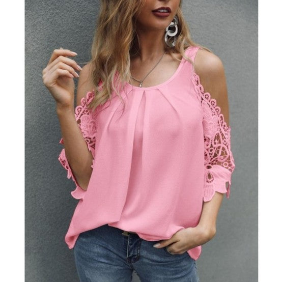 Amsoin Lace Off-shoulder Top