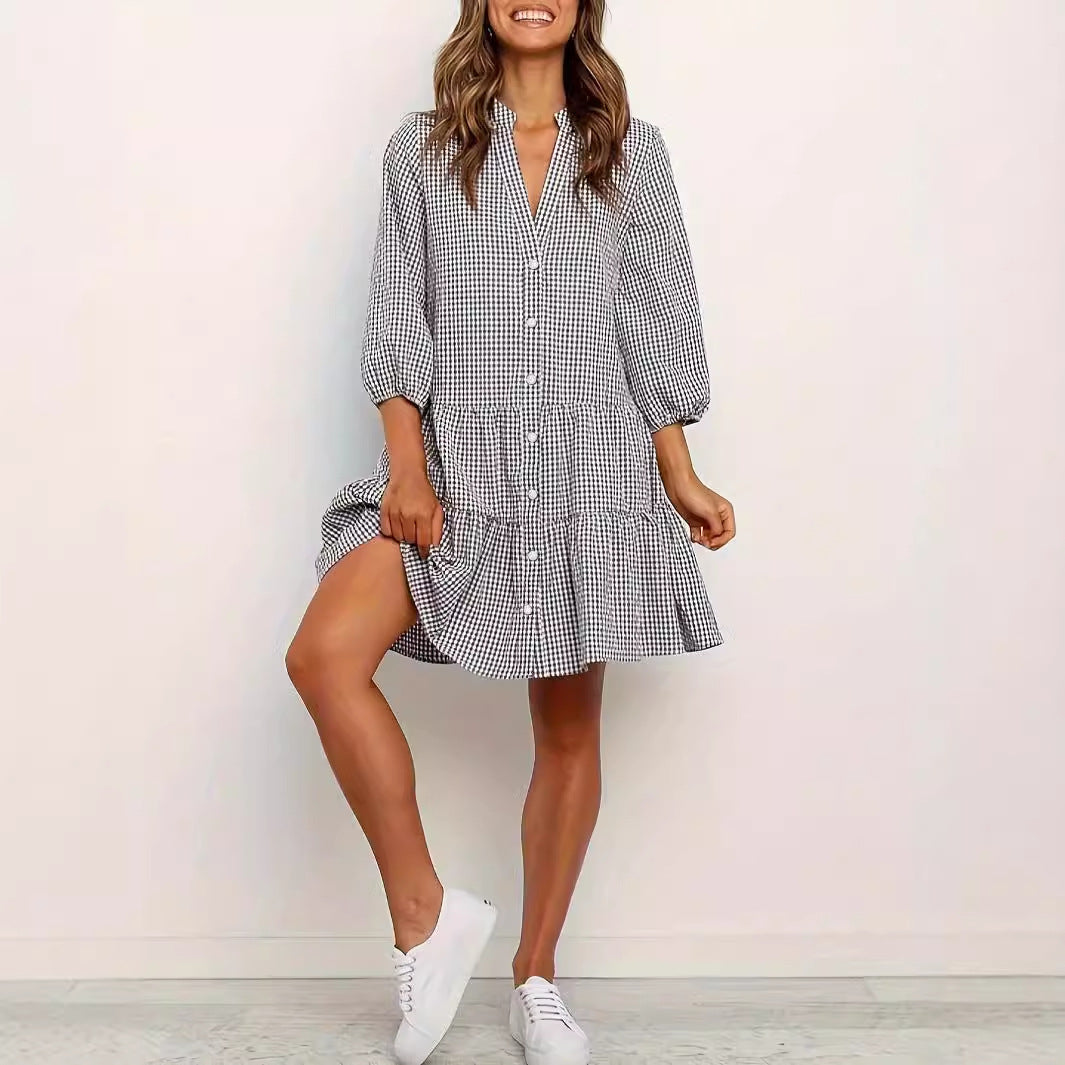Fashion Simple Loose Plaid Dress