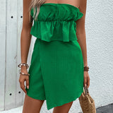 Women's Fashion Pure Color Tube-top Jumpsuit