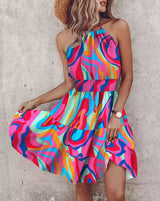 Amsoin Fashion Sexy Off-shoulder Halter Neck Dress
