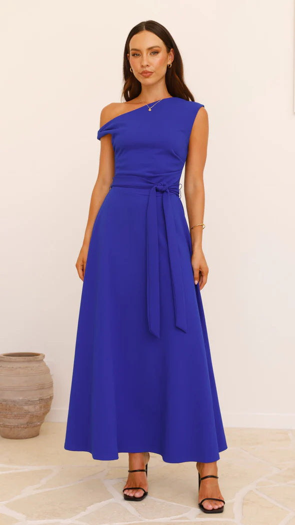 European And American Solid Color Fashion Temperament Sexy Lacing Dress