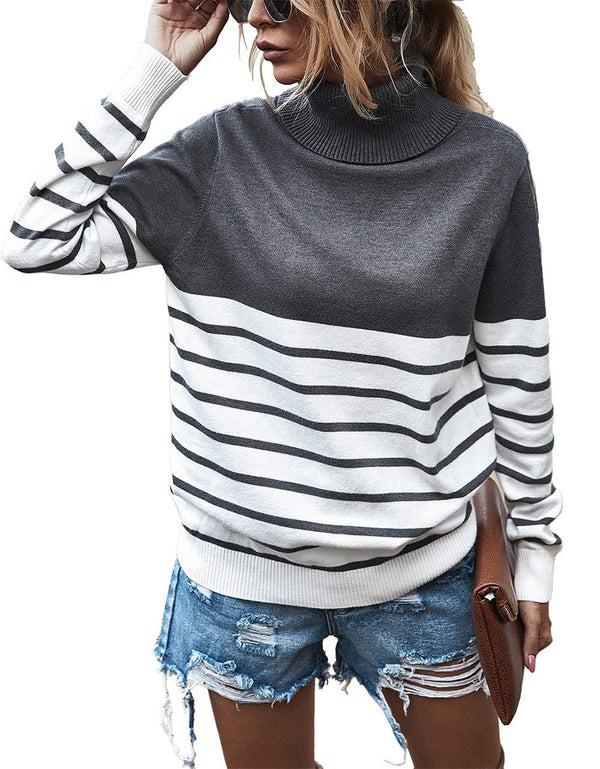 Women's Striped Color Matching Sweater