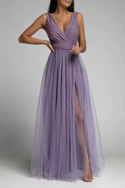 Amsoin V Neck Backless Maxi Dress