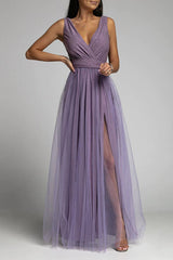 Amsoin V Neck Backless Maxi Dress