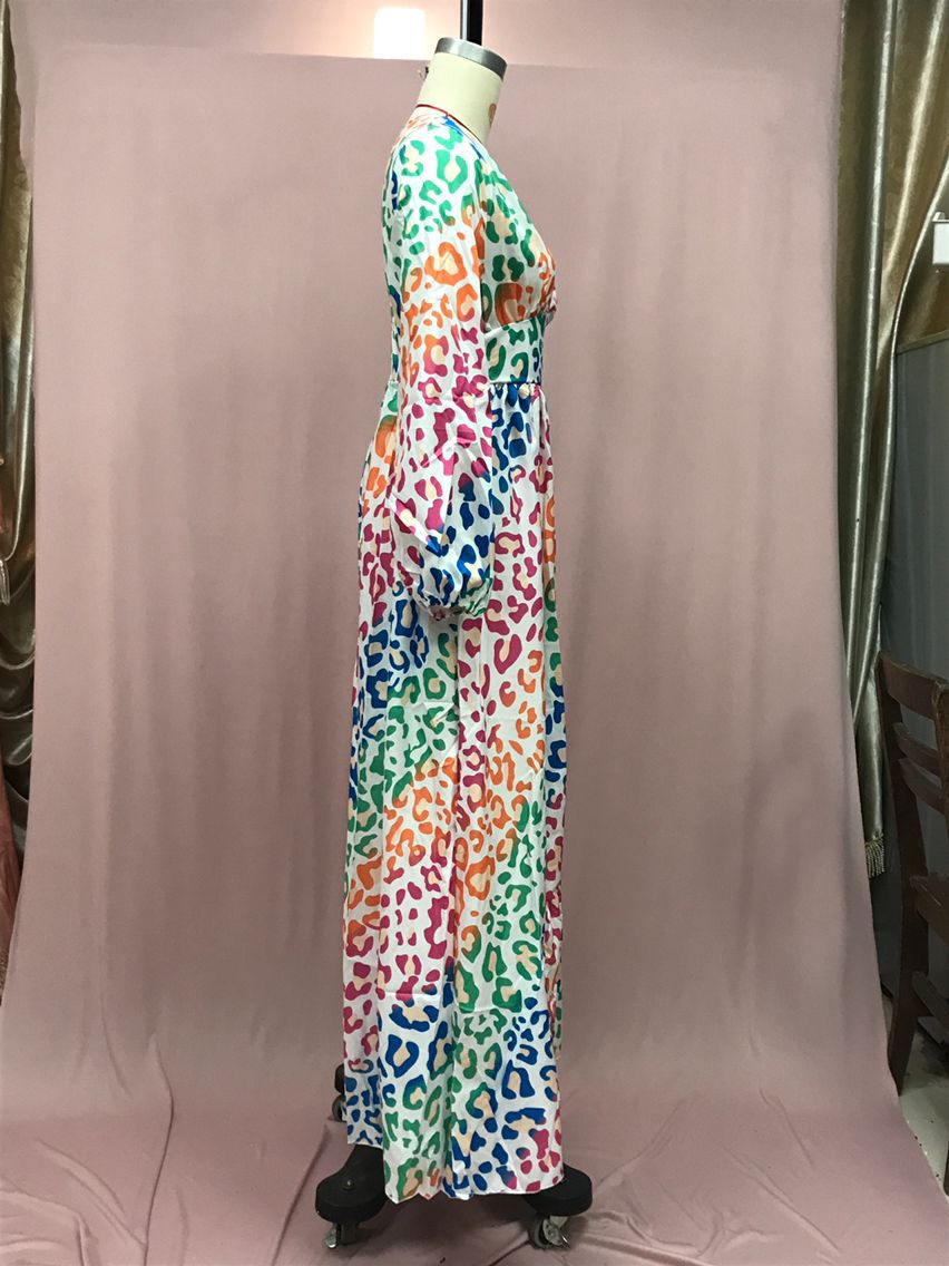 Sexy Vacation Gradual Change Leopard Printing V Neck Printed Dress Dresses