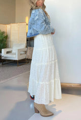 Amsoin V-neck Lace Ruffle Strap Long Dress