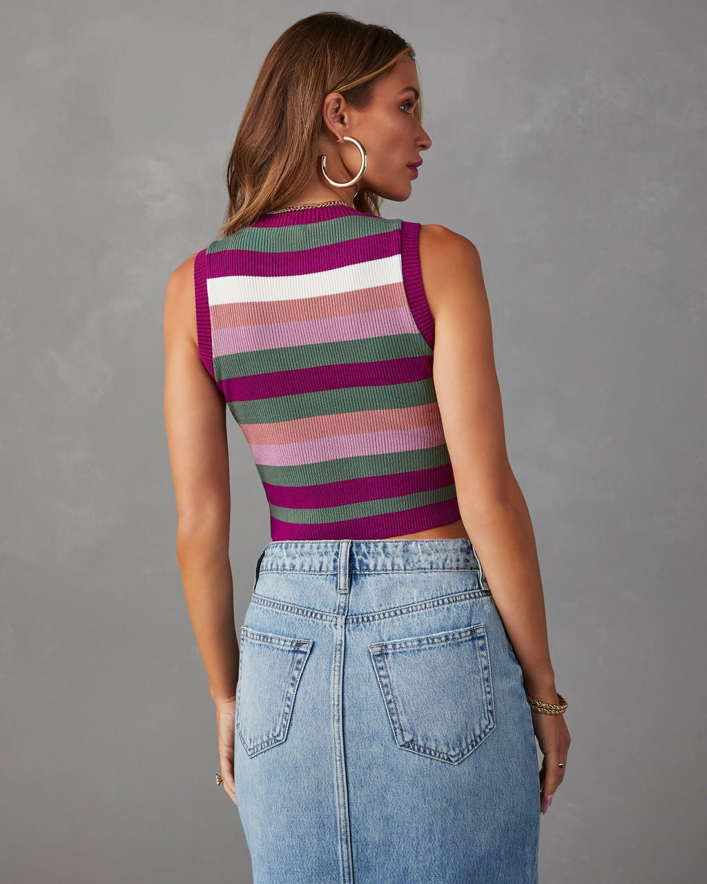 Amsoin High Waist Washed Denim Slit Midi Pencil Skirt