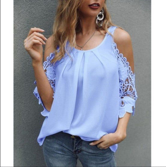 Amsoin Lace Off-shoulder Top