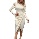 Women's Fashionable Elegant Waist Round Neck Dress