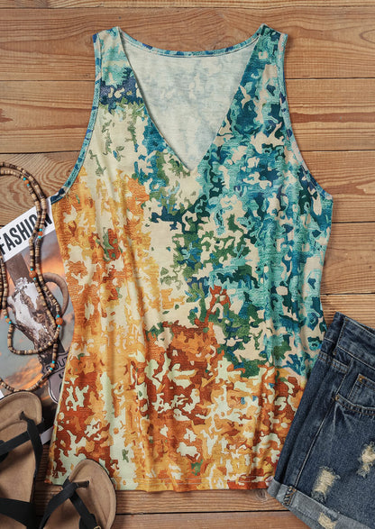 Amsoin Loose Flower Tank Top