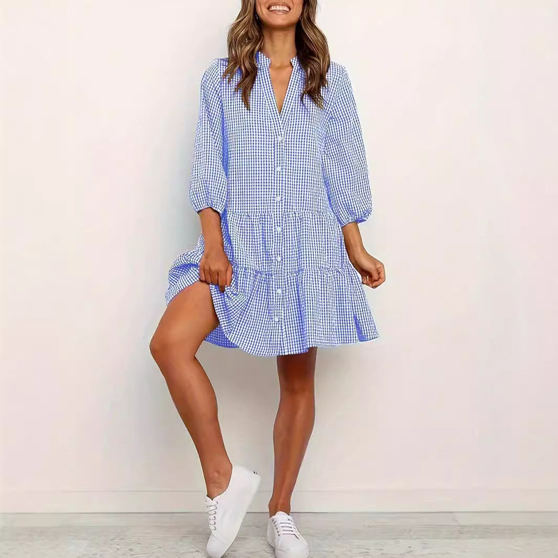 Fashion Simple Loose Plaid Dress