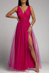 Amsoin V Neck Backless Maxi Dress