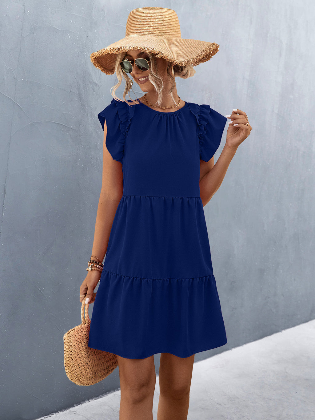 Amsoin Casual Ruffle Sleeve Dresses
