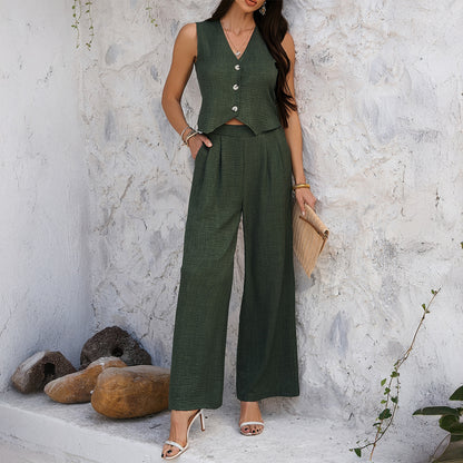 Holiday Vest Wide Leg Trousers Suit
