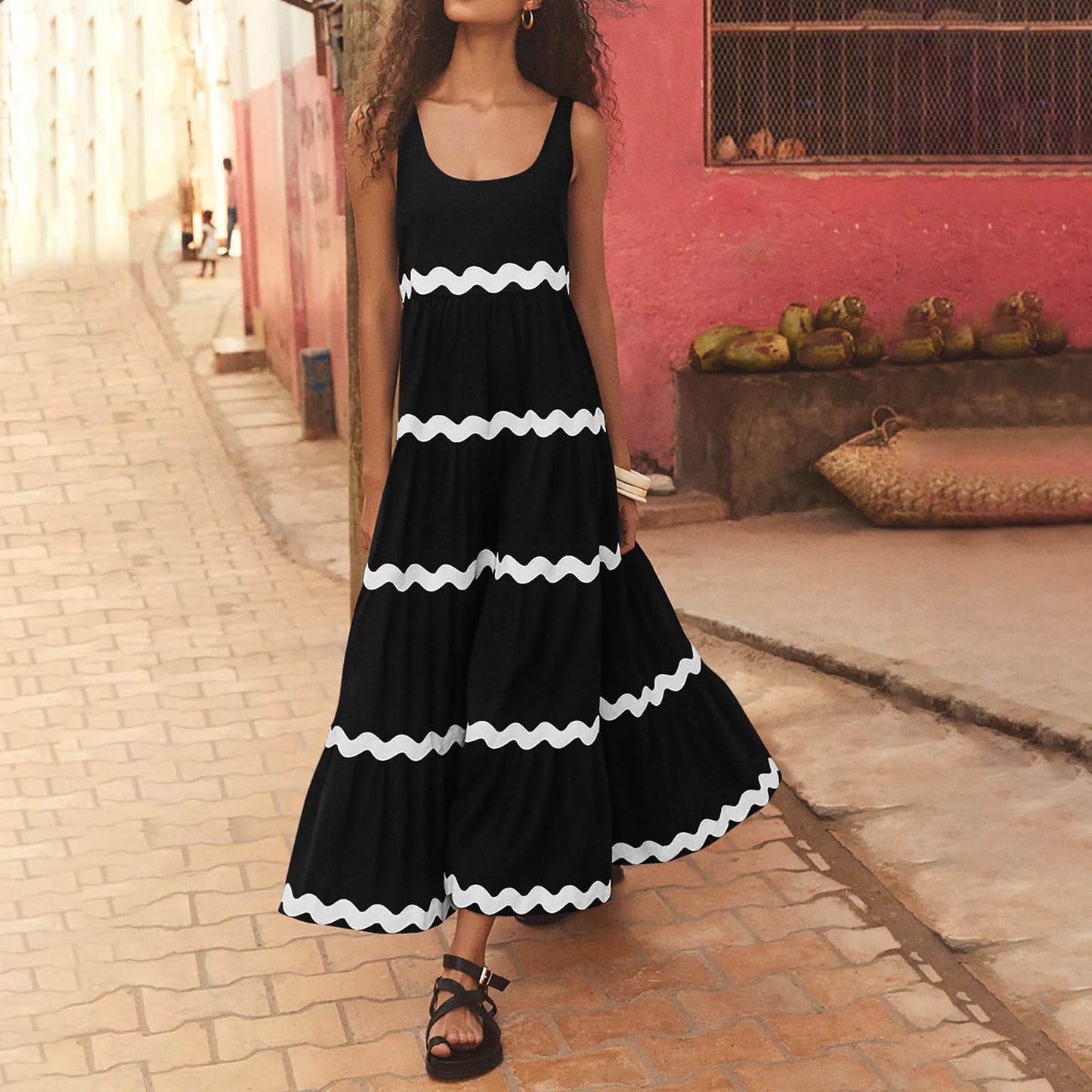 Amsoin Sexy Contrast Sling Dress