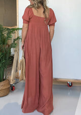 Amsoin Solid Color Loose Jumpsuit