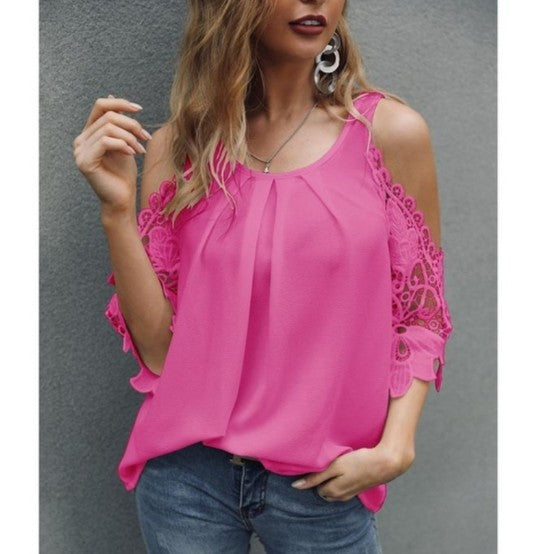 Amsoin Lace Off-shoulder Top