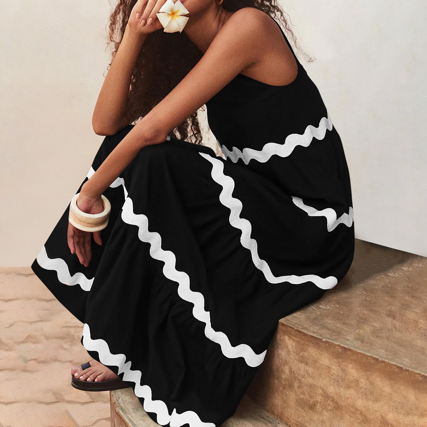 Amsoin Sexy Contrast Sling Dress