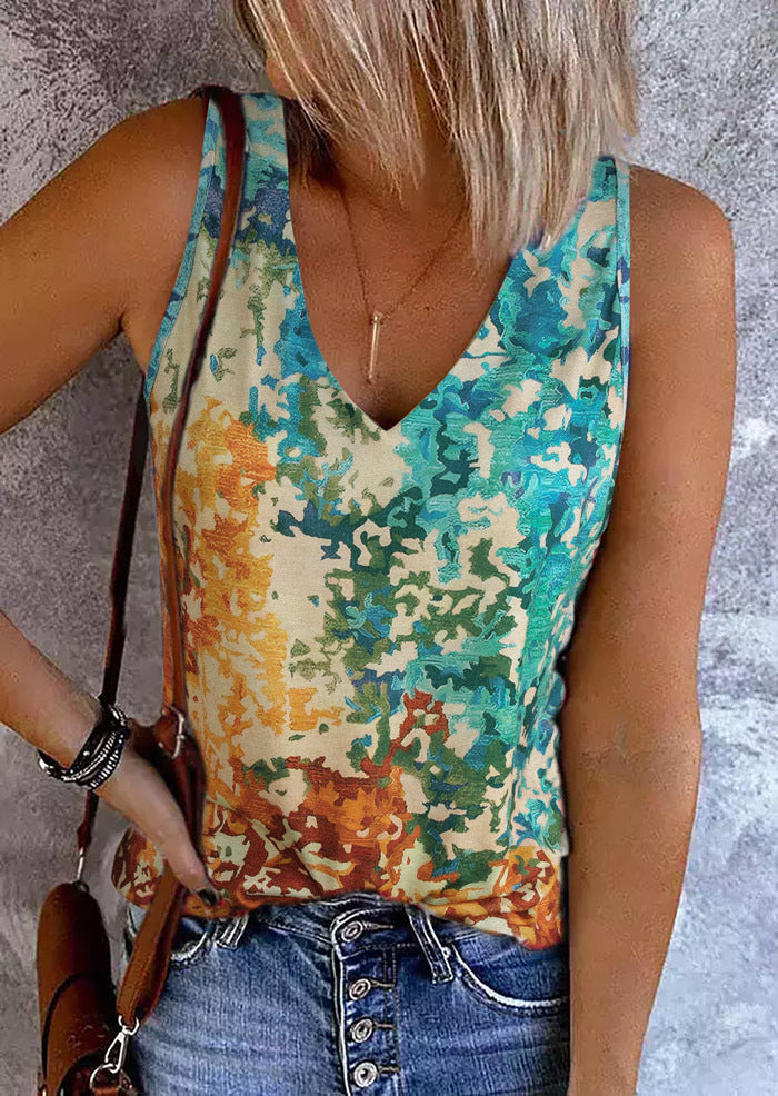 Amsoin Loose Flower Tank Top