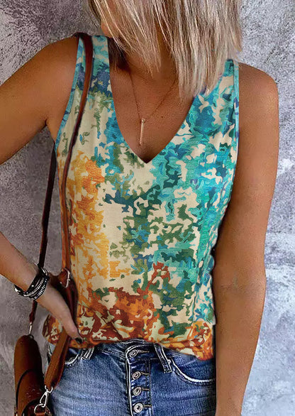 Amsoin Loose Flower Tank Top