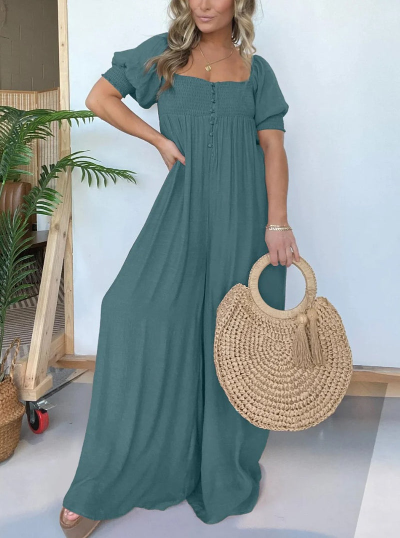 Amsoin Solid Color Loose Jumpsuit