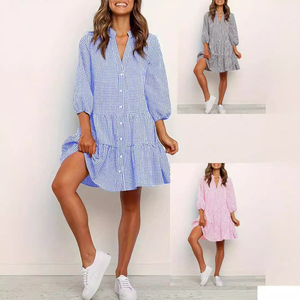 Fashion Simple Loose Plaid Dress
