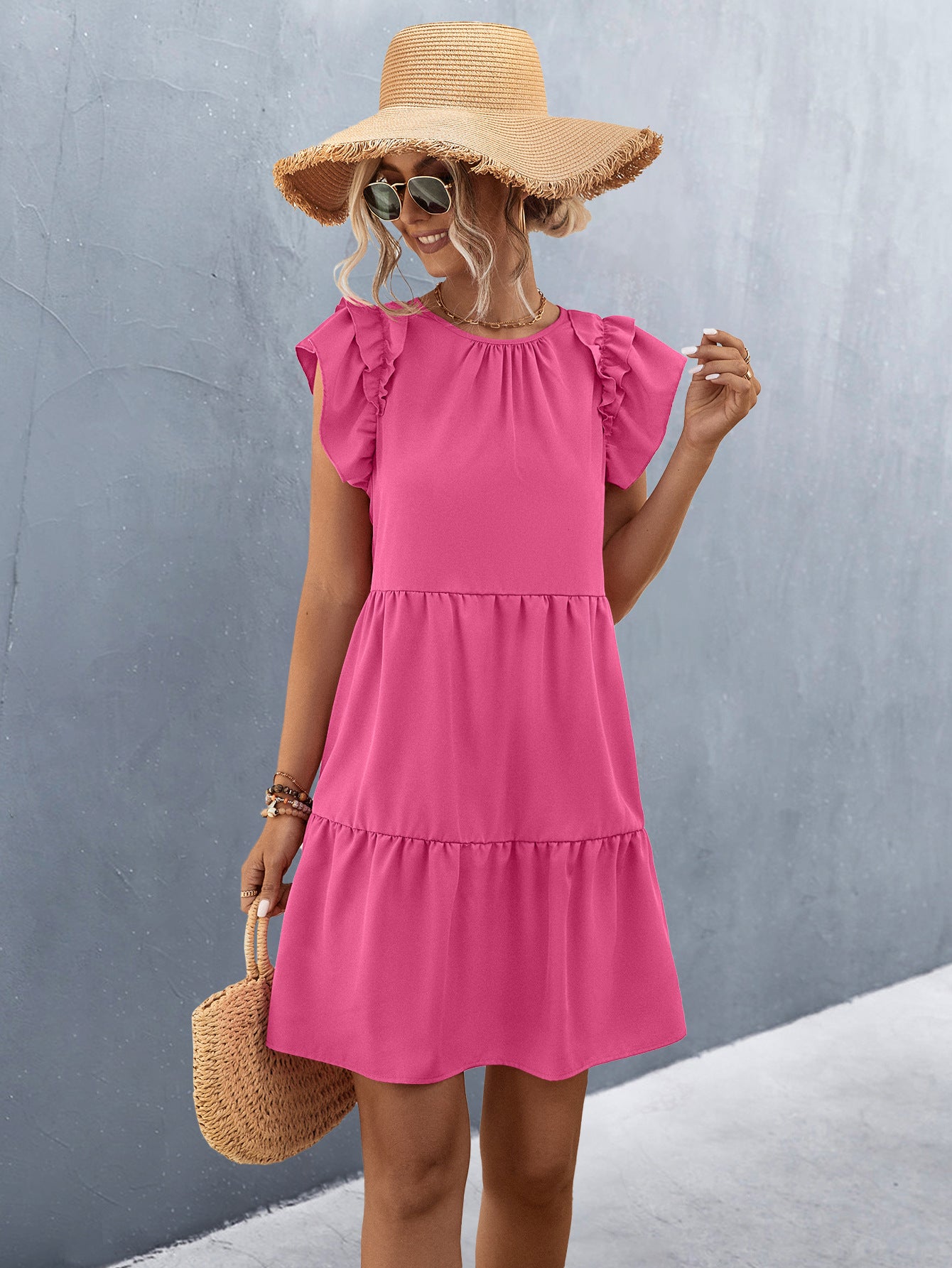 Amsoin Casual Ruffle Sleeve Dresses