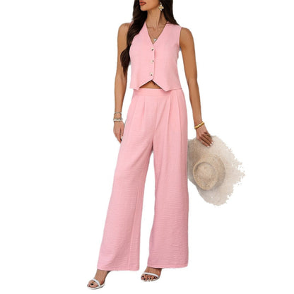 Holiday Vest Wide Leg Trousers Suit