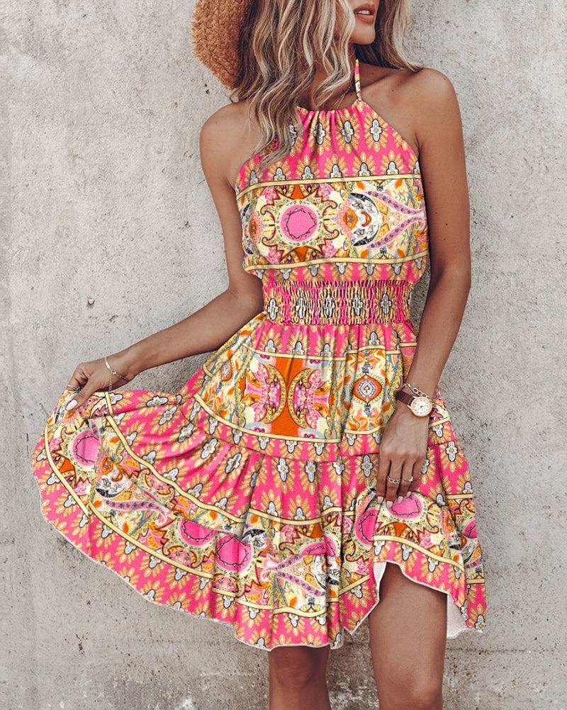 Amsoin Fashion Sexy Off-shoulder Halter Neck Dress