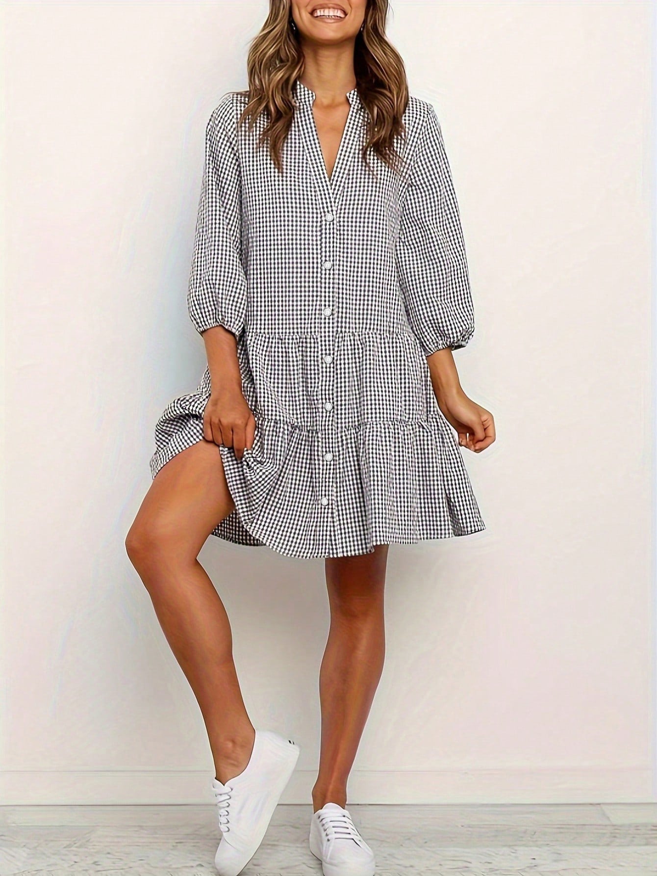 Fashion Simple Loose Plaid Dress