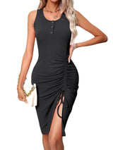 Drawstring Wrap Short Sheath Dress