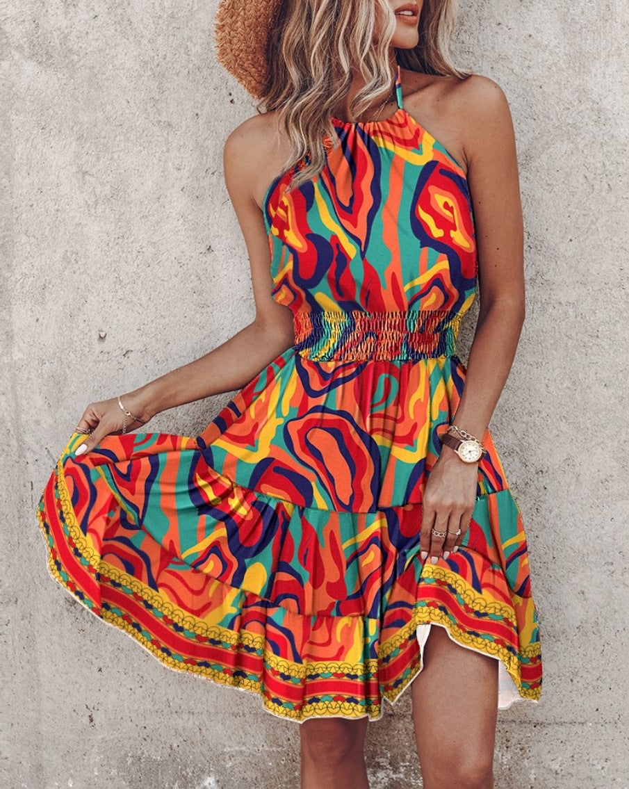 Amsoin Fashion Sexy Off-shoulder Halter Neck Dress