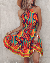 Amsoin Fashion Sexy Off-shoulder Halter Neck Dress