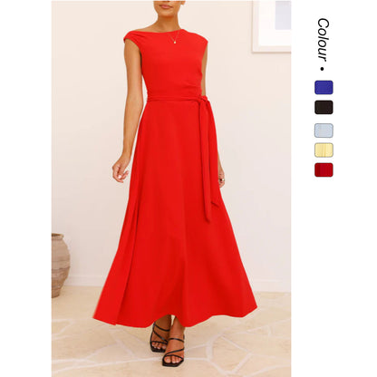 European And American Solid Color Fashion Temperament Sexy Lacing Dress