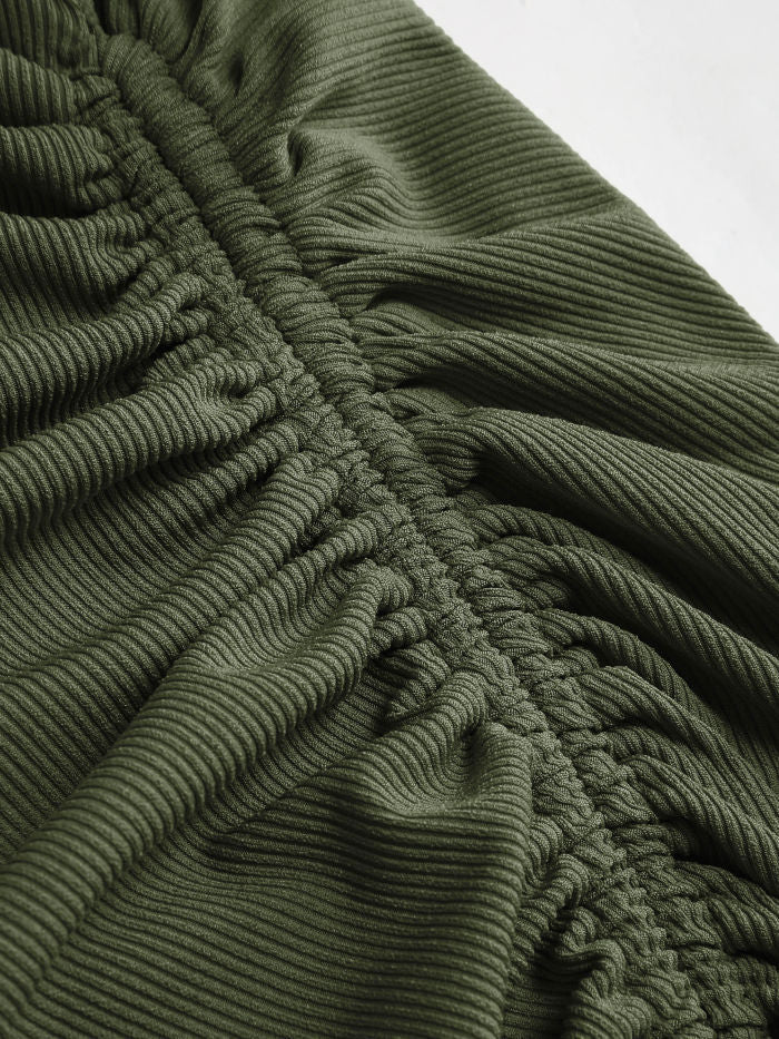 Drawstring Wrap Short Sheath Dress