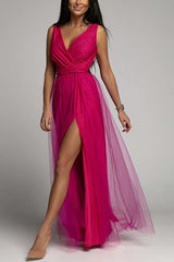 Amsoin V Neck Backless Maxi Dress