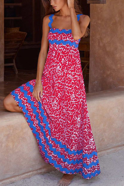 Amsoin Wavy Print Cami Dress