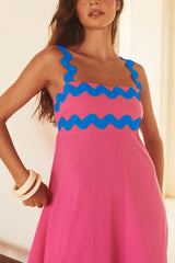 Amsoin Wavy Print Cami Dress