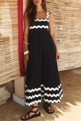Amsoin Wavy Print Cami Dress