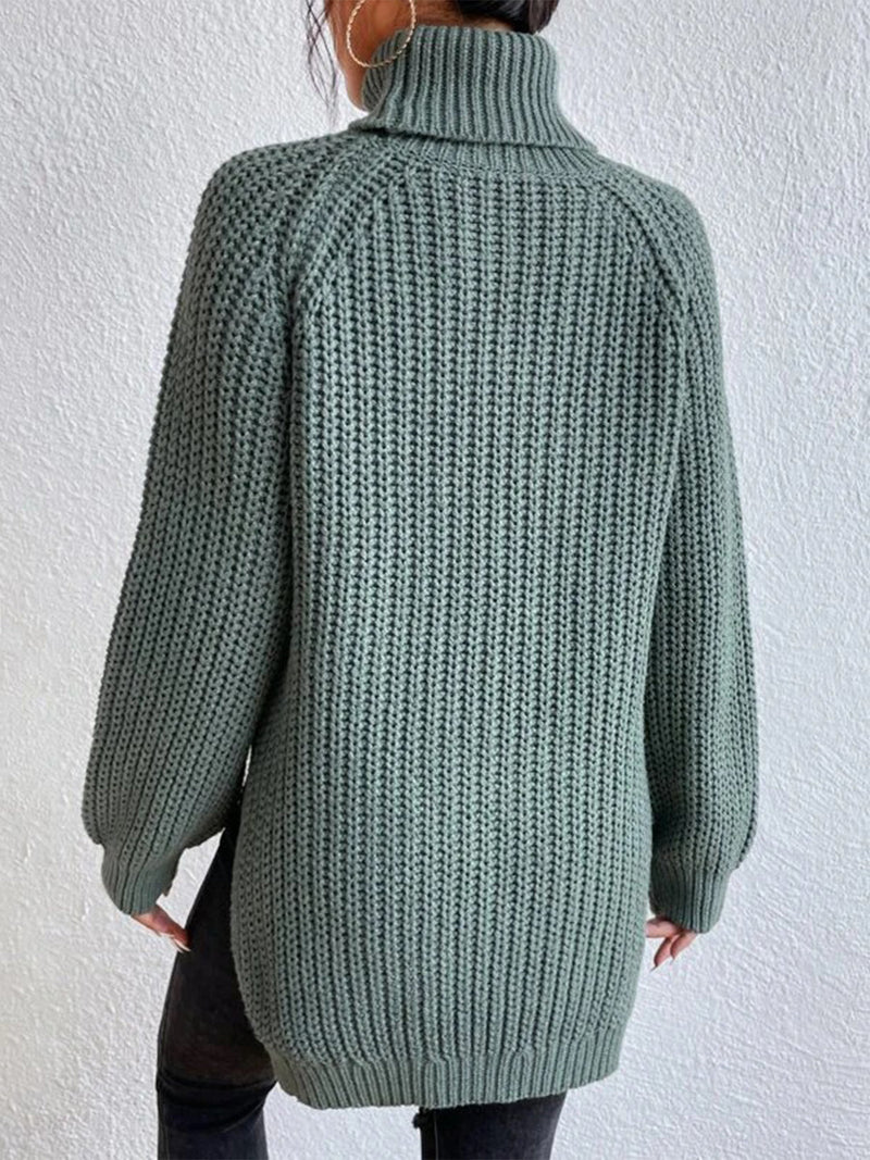 Turtleneck Rib-Knit Sweater