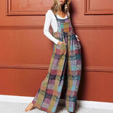 Women's Multi-color Plush Plaid Wide-leg jumpsuit
