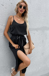 Blue Zone Planet |  Solid Color Package Hip Slit Dress BLUE ZONE PLANET