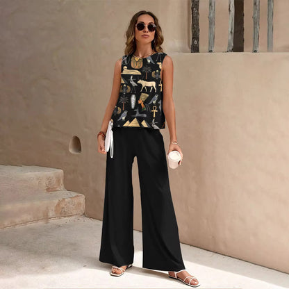 European And American Fashion Nation Geometric Vest Pants Suit