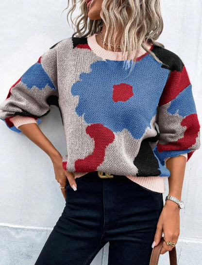 Fashionable All-match Jacquard Leisure Pullover Sweater